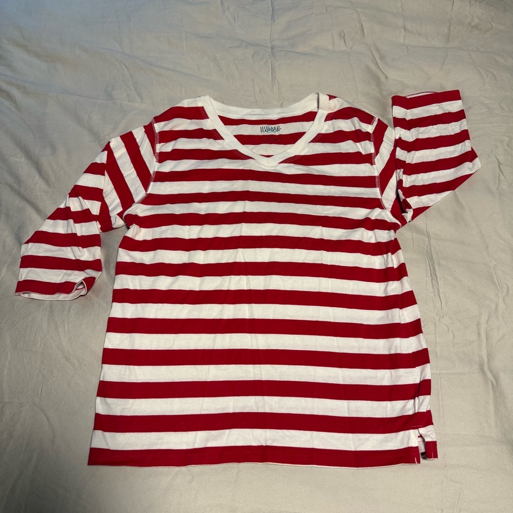 Hillard Hanson Where's Waldo red striped shirt women's size large (hat included)
